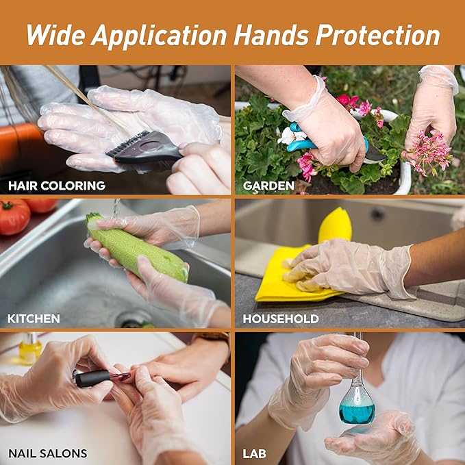 Med PRIDE Vinyl Gloves| Medium Box of 100| 4.3 mil Thick, Powder-Free, Non-Sterile, Heavy Duty Disposable Gloves| Professional Grade for Healthcare, Medical, Food Handling, and More