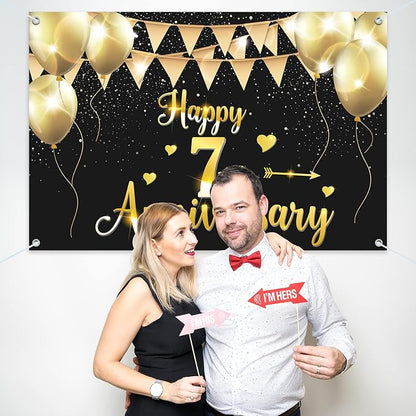 HAMIGAR 6x4ft Happy 7th Anniversary Banner Backdrop - Image 7