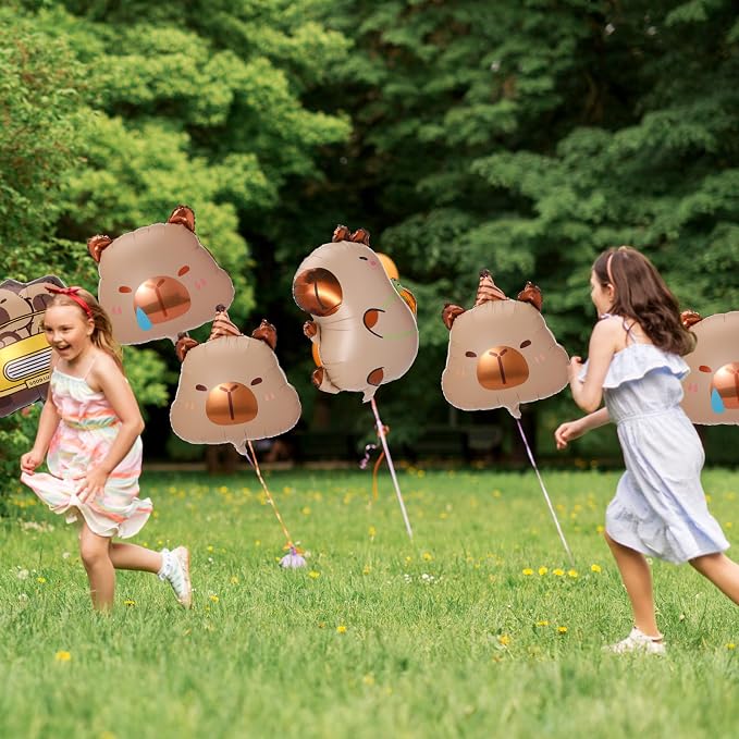 Civaner 10 Pcs Capybara Foil Balloons Animal Theme Birthday Party Decorations - Image 6