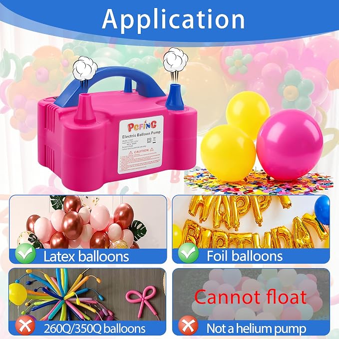 PCFING Balloon Pump Electric, Portable Balloons Inflator Blower Machine - Image 3