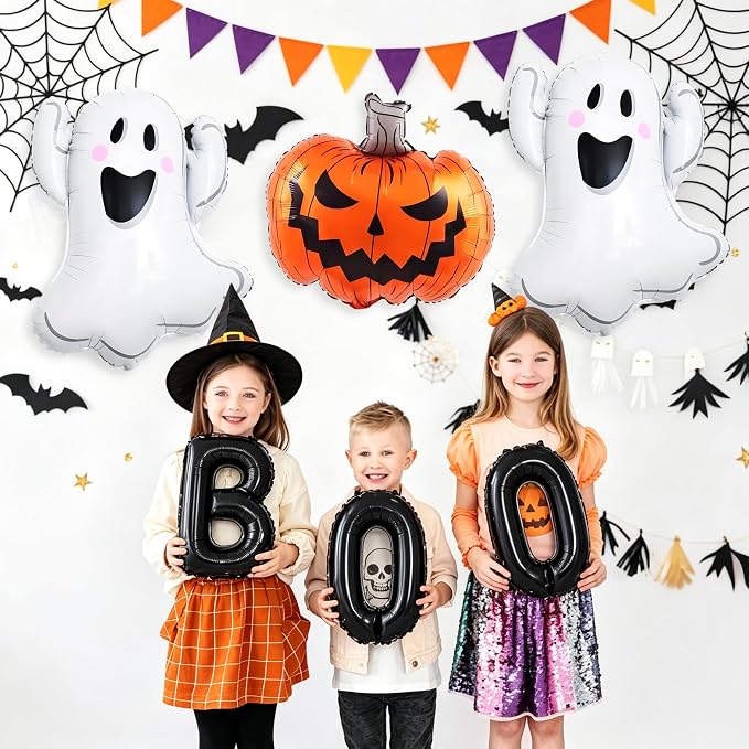 7PCS Ghost Balloons BOO Pumpkin Foil Balloons Halloween Mylar Balloons | - Image 5