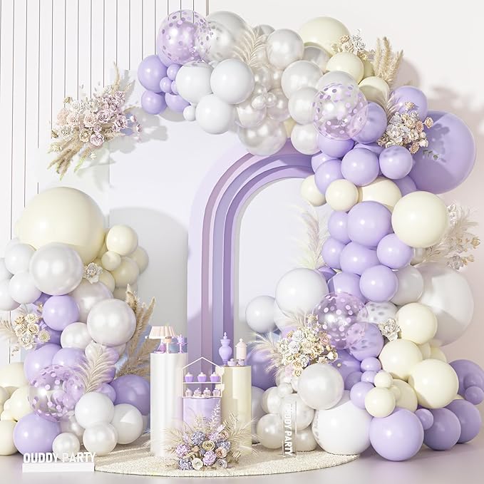 Ouddy Party Pastel Purple White Balloons Garland Arch Kit 18 12 10 5 Inch | by OuddyParty