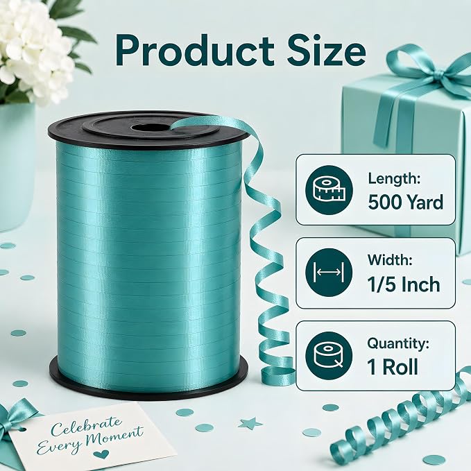 BEISHIDA 500 Yards Matte Green Curling Crimped Ribbon Balloon String Ribbons - Image 2