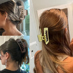 Double Row Teeth Thick Hair Clips Square 2 Rows Claws Rectangle Women Girls Double Teeth Hair Claw Clips Double Claws Curly Straight Big Volume Hair Strong Hair Accessories 6 Packs