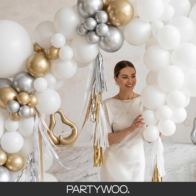 PartyWoo White Balloons 50pcs 12 Inch Latex Helium White Balloons | Wedding - Image 9