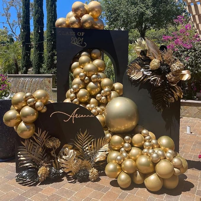 Voircoloria 130pcs Metallic Gold Balloons Arch Kit, 18 12 10 5 Inch | - Image 4