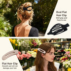 8 Pack Flat Hair Clips for Women – Matte Neutral Claw Clips & Flat Hair Pins Barrettes Set in Black, Blonde,Light Brown & Dark Brown for Thick & Thin Hair