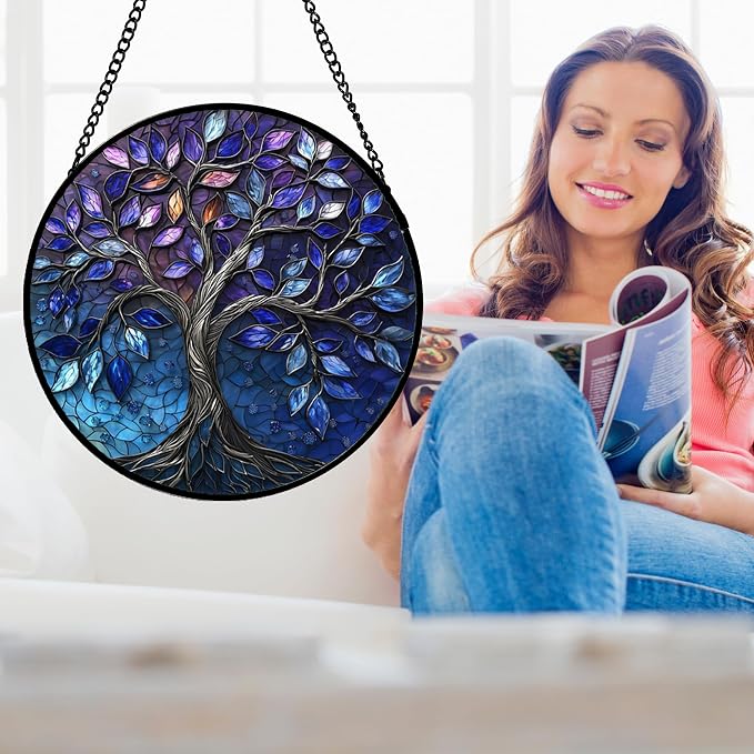 DASTOLL Stained Glass Window Hanging, and Mom 14.9x14.9 in - Image 4