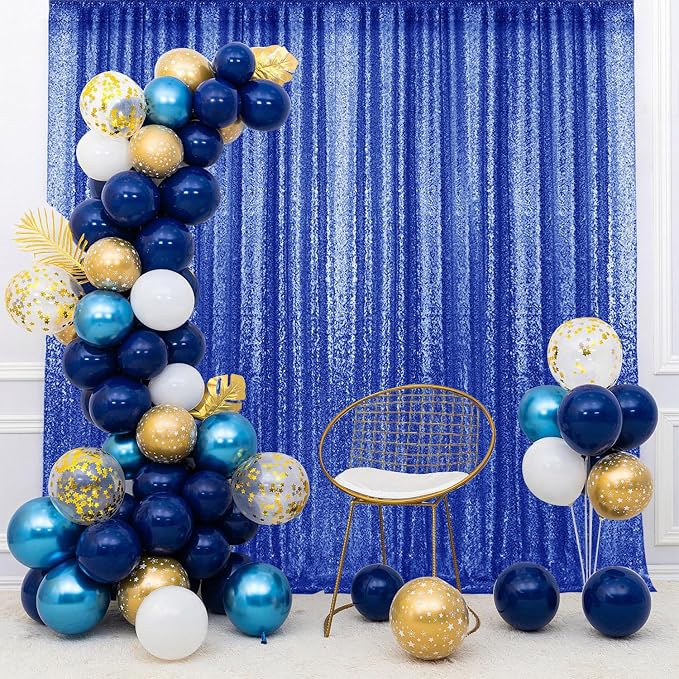4×8FT-2PCS Royal Blue Sequin Backdrop Curtains Panels, Photography Backdrop - Image 2