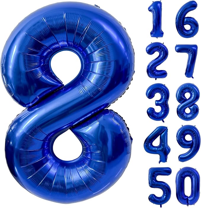40 inch Navy Blue Number Balloon Dark Blue 8 Balloons Giant Foil Helium by Yeodong