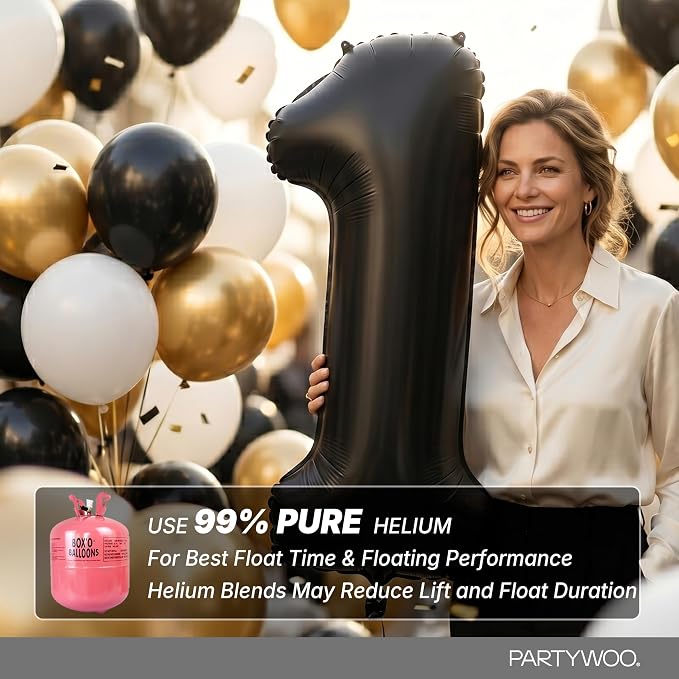 PartyWoo Number Balloons 40 Inch Black Number 21 Kit 33pcs - Image 5