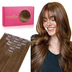 WENNALIFE Seamless Clip In Hair Extensions Human Hair, 12 Inch 80g 7pcs Light Auburn Brown Real Hair Extensions Clip in Human Hair Invisible PU Skin Weft Natural Remy Hair