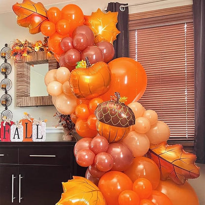 Jobkoo Fall Balloons Thanksgiving Decorations Orange Pumpkin Maple Leaf Pine - Image 7