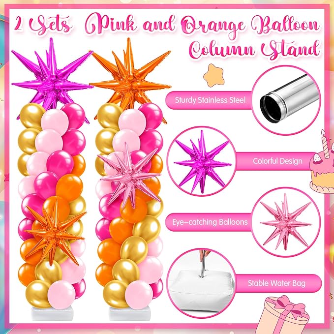 Kasyat Pink and Orange Balloon Arch Kit - Image 3