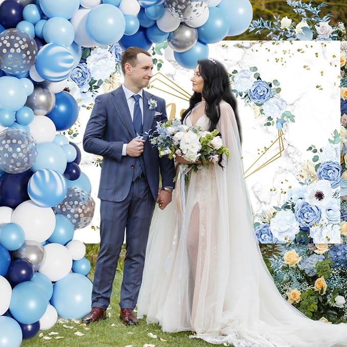 AIBIIN 10x7ft Mr and Mrs Floral Backdrop - Image 2