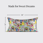 Kitsch x Lisa Frank Satin Pillowcase with Zipper for Hair & Skin, Softer Than Silk Pillow Cases, Wrinkle-Free, Smooth and Cooling Satin Pillow Covers King Size 19x36- The Fantastic World of Lisa Frank