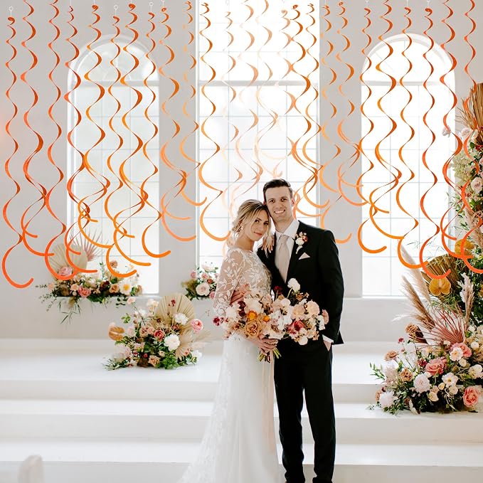 36Pcs Orange Hanging Swirl Decorations Ombre Orange Felt Swirl Streamer Spiral - Image 6