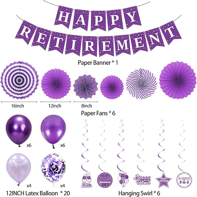 Holkcog Purple Retirement Party Decorations - Image 2