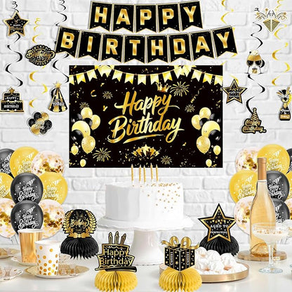 Black Gold Birthday Decorations - Image 2