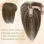 NAYOO Hair Toppers for Women Real Human Hair, 360° Cover Clips in Full Fringe Fake Bangs Hair Pieces for Women Girls Daily Wear(Brown)