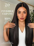 LUVME Invisible Clip in Hair Extensions Real Human Hair, 22 inch 110g 6Pcs, Natural Black Remy Human Hair Extensions Clip ins for Women, Natural Human Hair