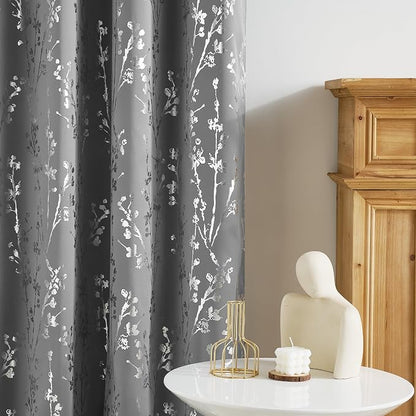 NICETOWN 100% Blackout Curtains 84 inches Long, Grommet Floral Branch Curtains - Image 4