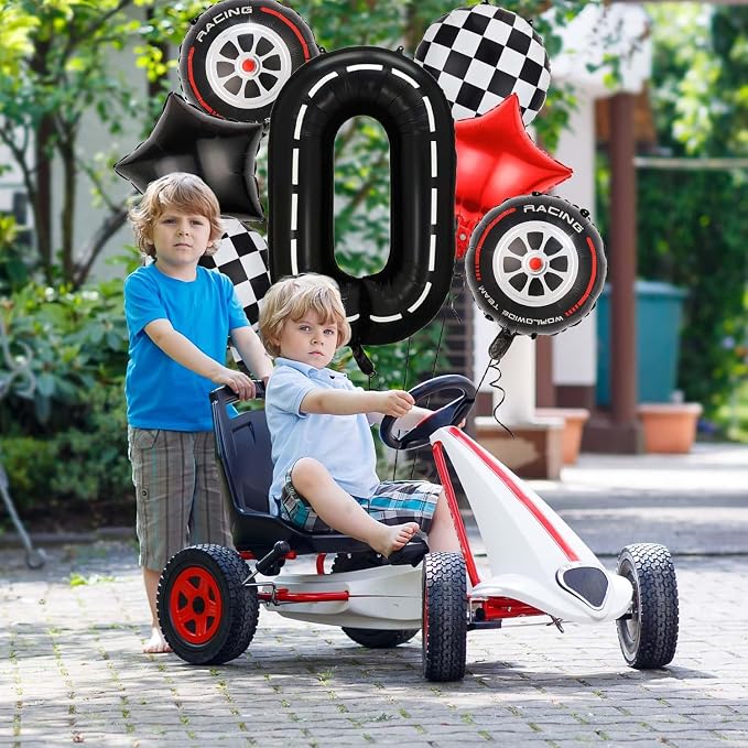 Race Car Balloons, 40 Inch Racetrack Number 0 Balloon, Big Number Balloons Black - Image 3