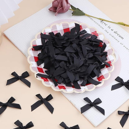 Black Mini Bows 1.57" 100PCS Small Satin Ribbon Bows - Image 3