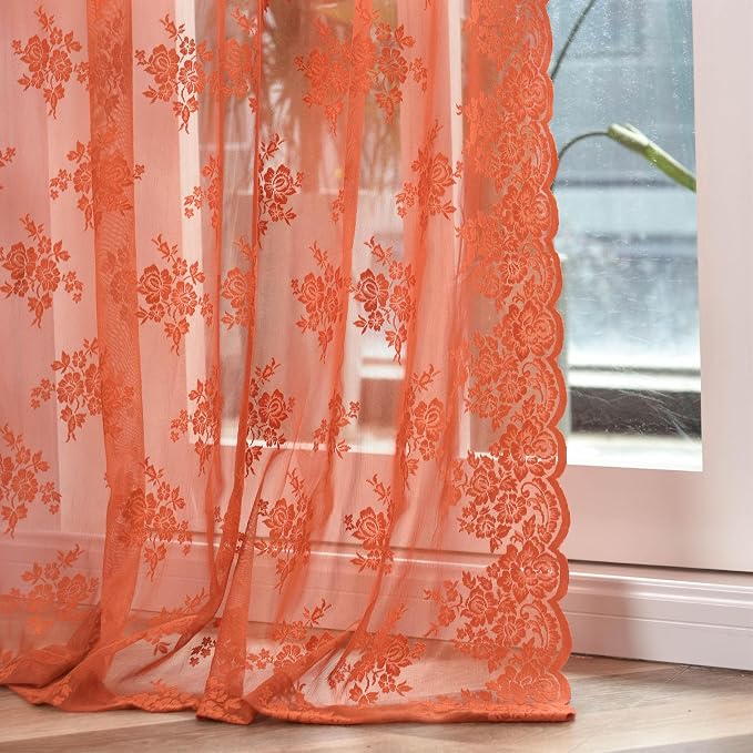 Kotile Burnt Orange Sheer Curtains - Image 7