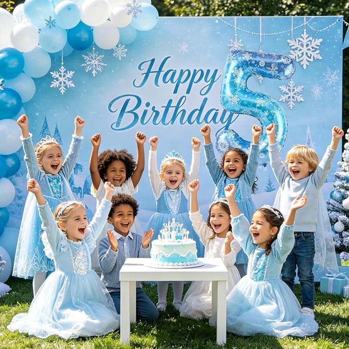 40 Inch Snowflake Number 5 Balloons, Themed Birthday Decorations - Image 6