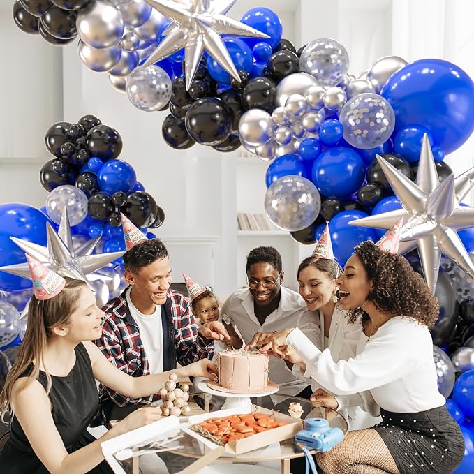 141pcs Blue and Black Balloons Garland Arch Kit, 18 12 10 5 Inch Balloons | - Image 6
