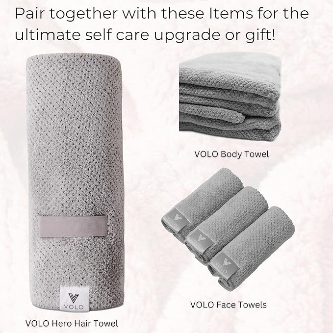 VOLO Hair Drying Scrunchie | Hair Scrunchies for Women | Ultra Soft, Thick, Anti Frizz, Breakage Free, Absorbent, & Gentle Ties that Decrease Dry Time | Microfiber | Luna Gray & Cloud Pink 4PK