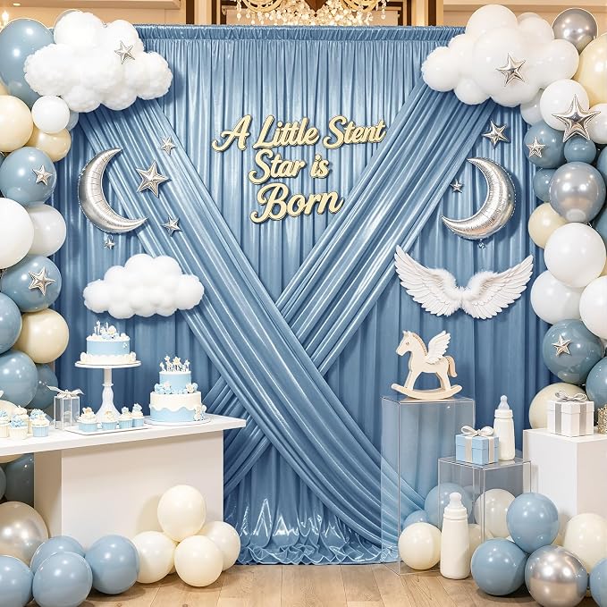 gogoparti 10x10FT Baby Bule Sequin Backdrop Curtain - Image 5