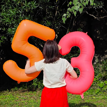 Orange Birthday Number 5 Balloon 40 inch Fluorescent Orange Number 5 | Helium - Image 5