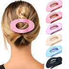 Mesovor 6 Pack Flat Hair Claw Clips, 4.33" Nonslip Large Round Lay Flat Hair Clips | Strong Hold French Flat Hairclips for Lying Down, Yoga, Driving (Candy Colored)
