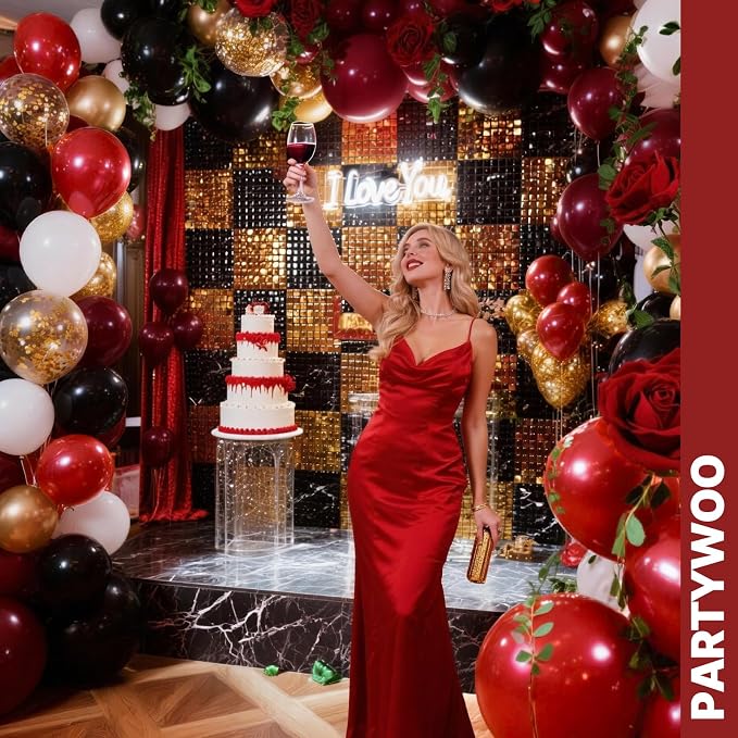 PartyWoo Red and Gold Balloons 66pcs Matte Red Metallic Gold Balloons | - Image 4