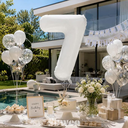 SUWEN 40 Inch White Large 7 Balloon Number Big Foil Helium Numbers 0-9 | Giant - Image 7