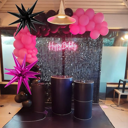 Pink And Black Balloons, 12inch Hot Pink Black Balloons, Confetti Balloon 2pcs - Image 4
