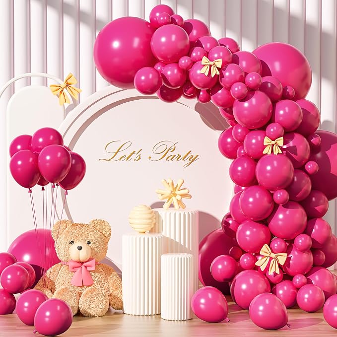 Hot Pink Balloons Different Sizes 135pcs 18 12 10 5 Inch Dark Pink Balloon Arch by YISHEBAPA