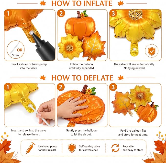 Fall Foil Balloons, Sunflower Pumpkin Maple Leaf Balloon - Image 9