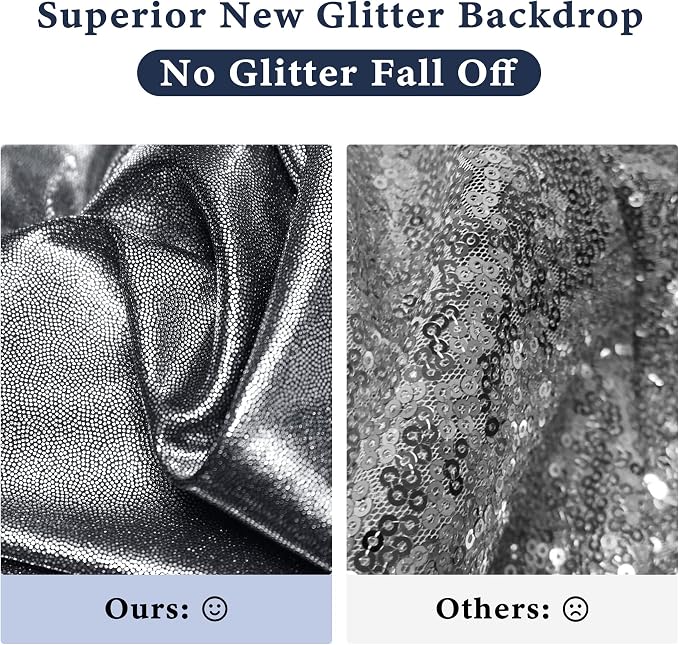 Outpain Thick 20 ft x 10 ft Black Silver Sequin Backdrop Curtain - Image 3
