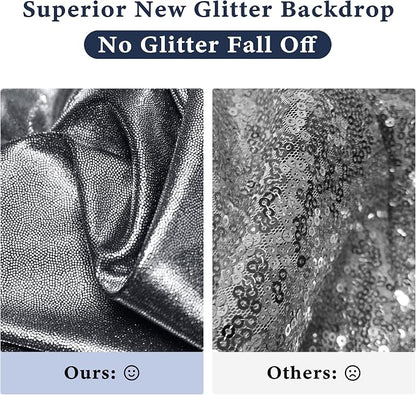 Outpain Thick 20 ft x 10 ft Black Silver Sequin Backdrop Curtain - Image 3