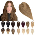 SEGO Human Hair Toppers for Women With Thinning-Hair, 7 * 13CM Silk Base 100% Real Human-Hair Clip in Top Wiglet Hairpieces -14 Inch No Bangs Light Brown