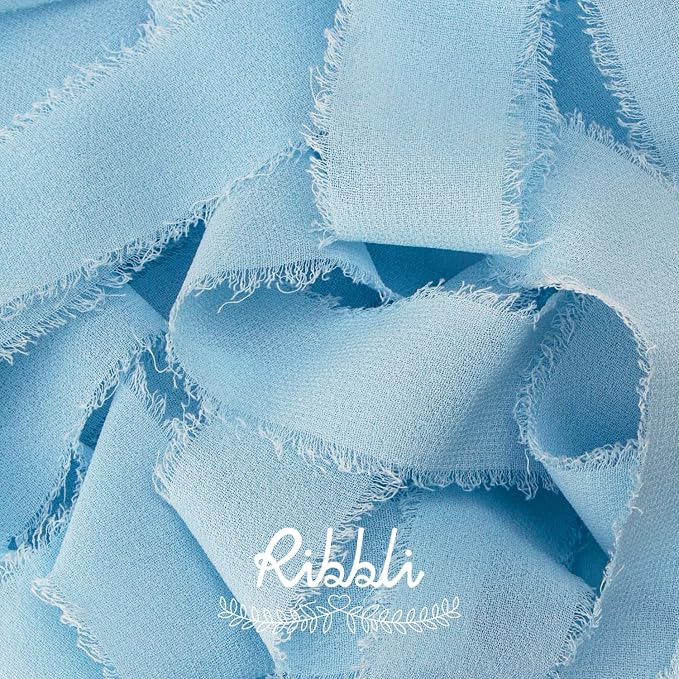 Ribbli Baby Blue Ribbon 1 Inch x 3 Rolls Total 24 Yards Light Blue Handmade - Image 2