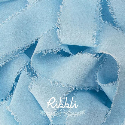 Ribbli Baby Blue Ribbon 1 Inch x 3 Rolls Total 24 Yards Light Blue Handmade - Image 2