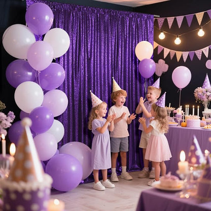 SquarePie 8x8ft Purple Sequin Backdrop, High Density Non-Transparent Glitter - Image 4