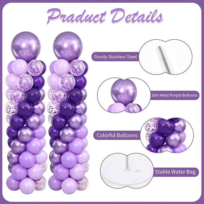 Purple Balloon Column Stand Kit Set of 2 - Image 5