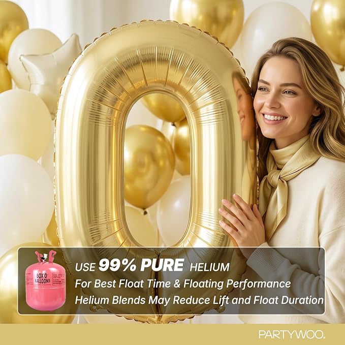 PartyWoo Number Balloons 40 Inch Gold Number 40 Kit 33pcs - Image 5