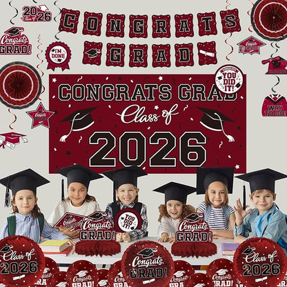 Maroon Themed 2026 Graduation Decorations Set - Image 5