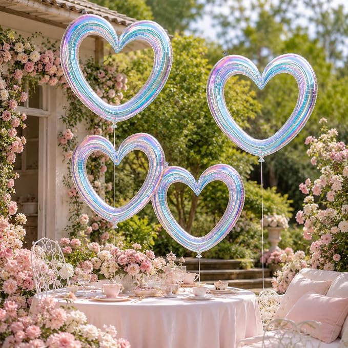 Iridescent Heart Balloons, Baby Shower, Engagement and Bridal Shower Decorations - Image 9